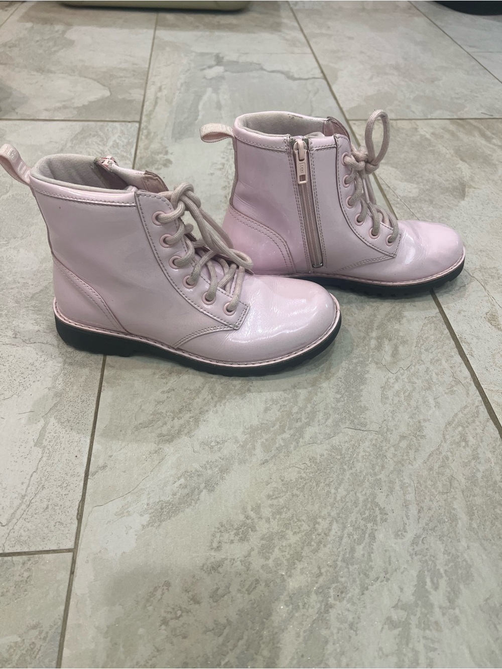 UGG Girls Pink Lace-Up Side-Zip Combat Boots size 3 Ryann boots